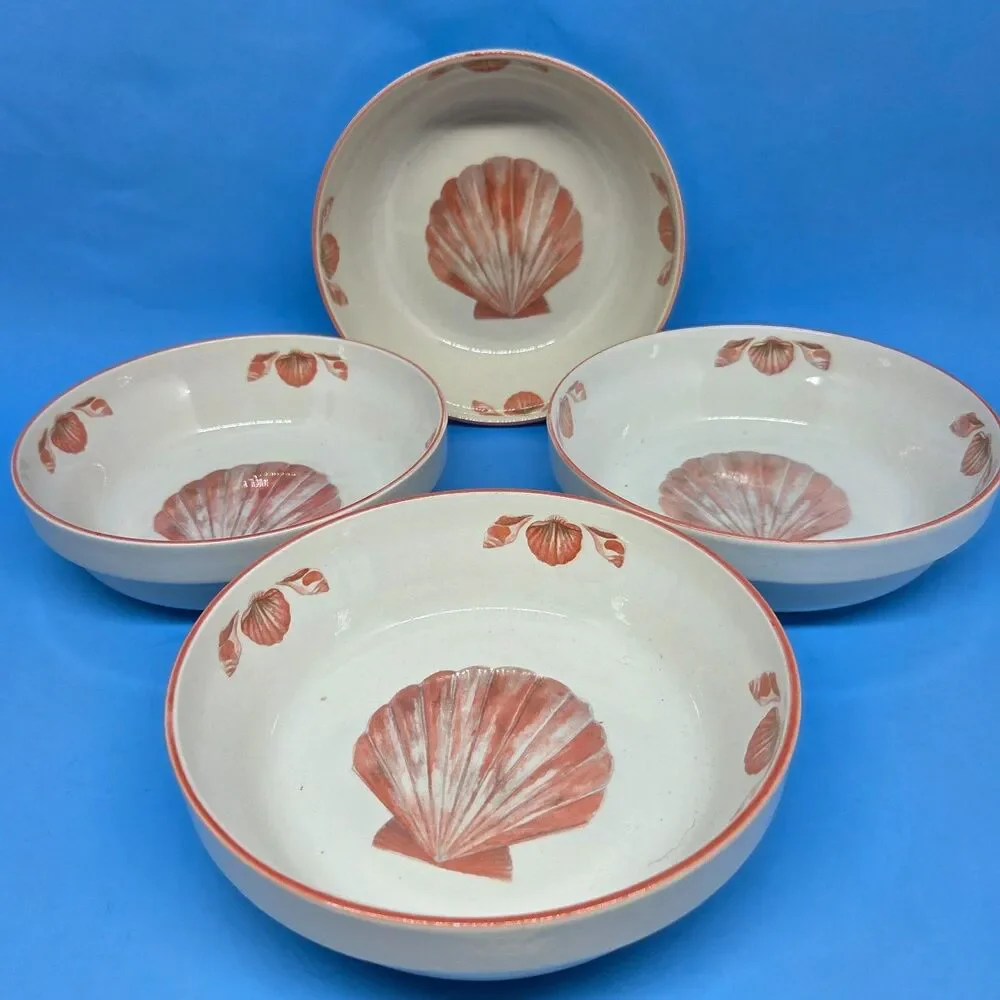Sangostone Coquille Clam Seashell Soup Cereal Bowls Bowl 6.5 Inch Set Of 4